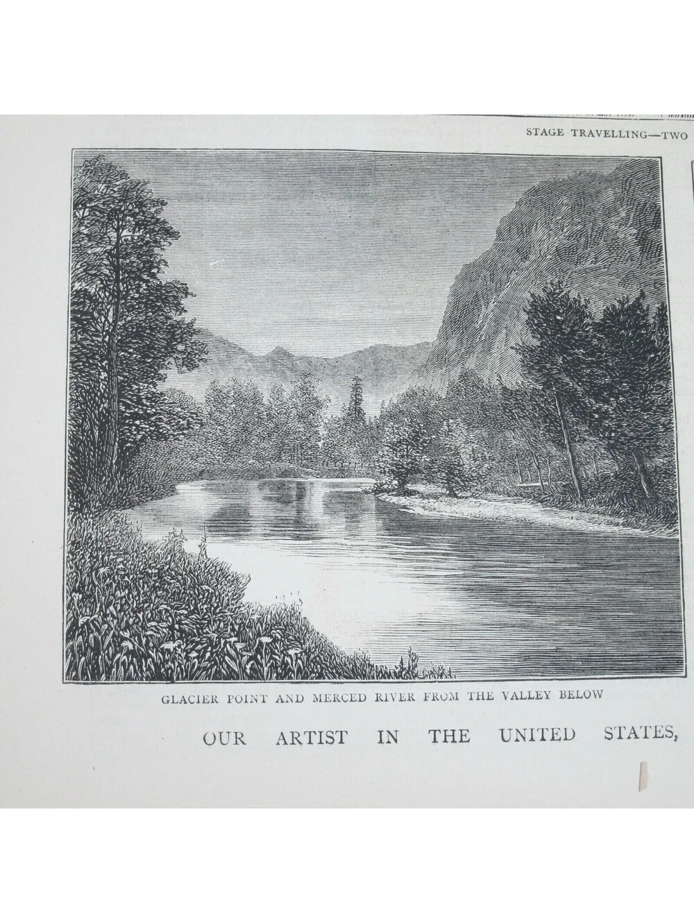 Antique 1877 Print Yosemite Valley California Nevada Fall Sierra, The Graphic